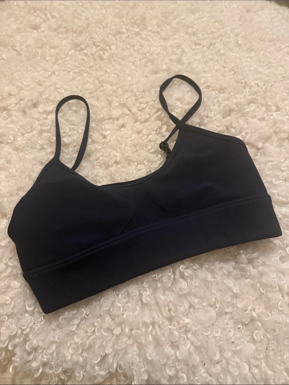 ALO Yoga Blue Ribbed Underband Strappy Sports Bra
